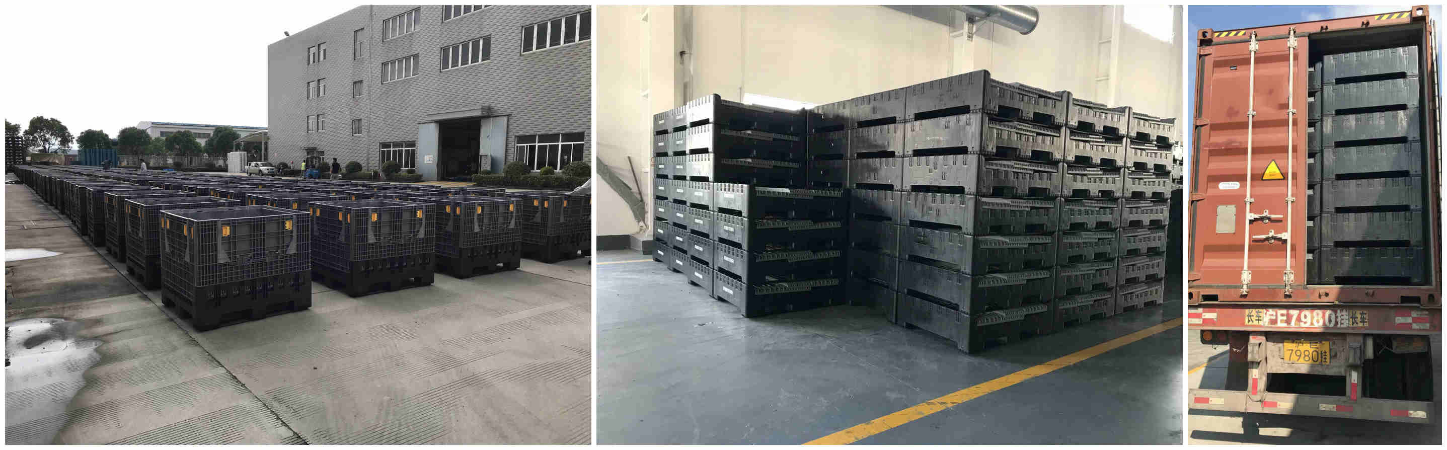 folding pallet container with drop doors