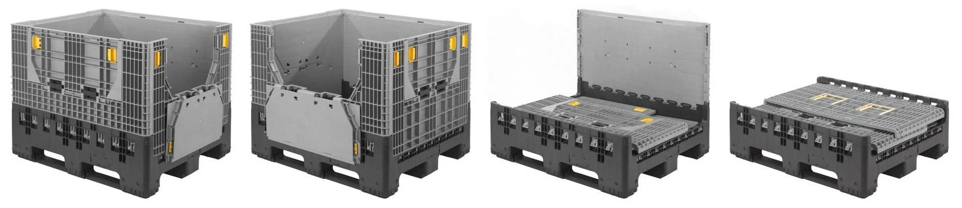 product-800-190 Grey Collapsible Plastic Pallet Bin With Lid